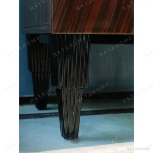 Ruby Galaxy V-Marquetry Sideboard with Black-Gold Marble Top in clay — in a room setting