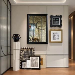 Rust Mirror Gallery Wall Art Set with Sculptural Frames in bronze — front view