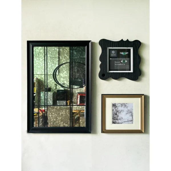 Rust Mirror Gallery Wall Art Set with Sculptural Frames in bronze — in a room setting