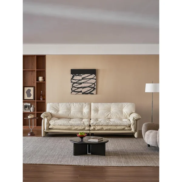 Sandwich Reversible Sofa in oatmeal — in a room setting