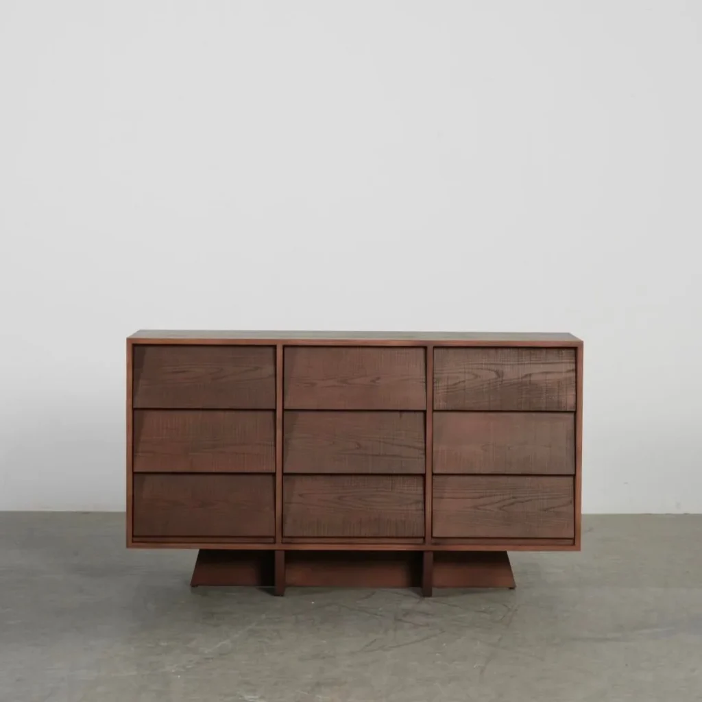 Sawtooth Nine-Drawer Ash Chest in walnut — front view