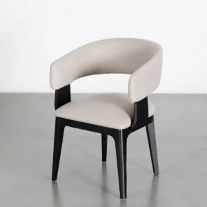 Cream Microfibre Wraparound Dining Chair in Ash — front view