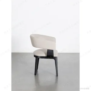 Cream Microfibre Wraparound Dining Chair in Ash — in a room setting