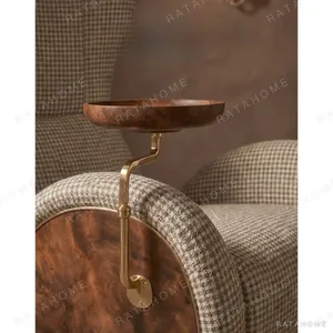 Sculptural Burl Cigar Chair with Swivel Brass Tray in clay — in a room setting