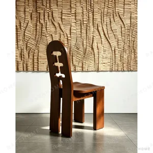 Round Oak Dining Table on Perforated Sculptural Base in natural oak — in a room setting