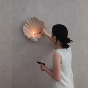 Seashell Wall Sconce and Bowl in Matte White — front view
