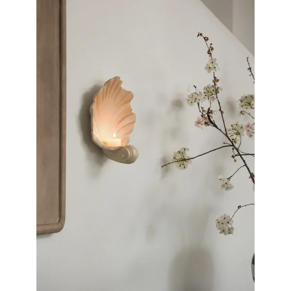 Seashell Wall Sconce and Bowl in Matte White — in a room setting