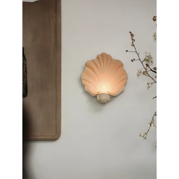 Seashell Wall Sconce and Bowl in Matte White — in a room setting