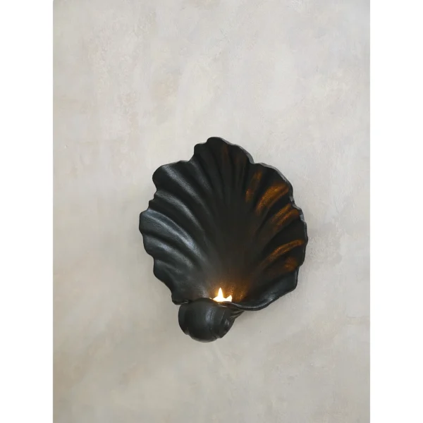 Seashell Wall Sconce and Bowl in Matte White — in a room setting