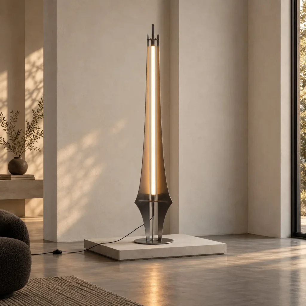 Sens Tower Floor Lamp in slate — front view