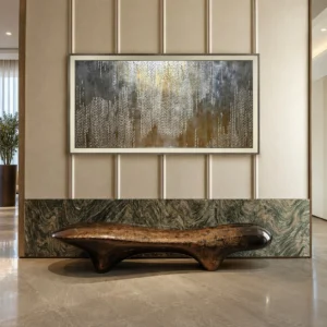 Mother of Pearl Inlay Abstract Wall Art in Silver Frame — front view