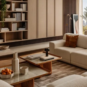 Side by Side White Oak Coffee Table Pair in natural oak — front view