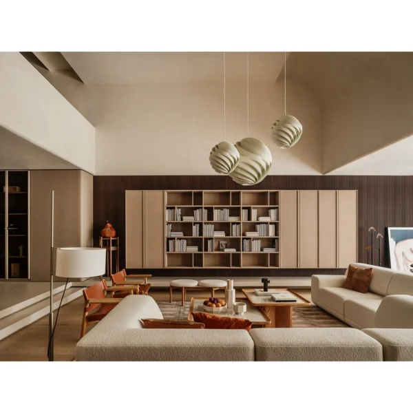 Side by Side White Oak Coffee Table Pair in natural oak — in a room setting