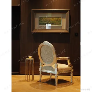 Silver Leaf Hand-Carved Oval-Back Armchair in Animal Print — in a room setting