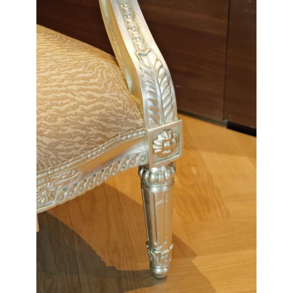 Silver Leaf Hand-Carved Oval-Back Armchair in Animal Print — in a room setting