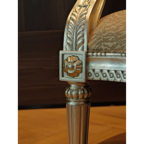Silver Leaf Hand-Carved Oval-Back Armchair in Animal Print — in a room setting