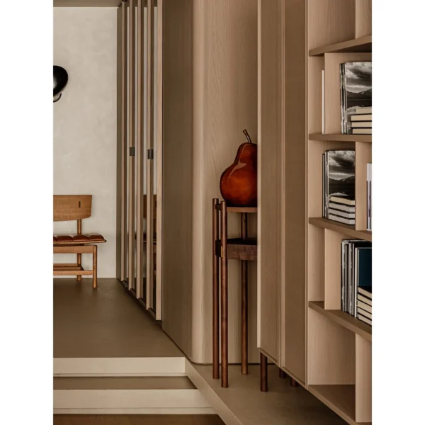 Six Seasons Walnut Plant Stand with Ring Tray, 100 cm in walnut — in a room setting