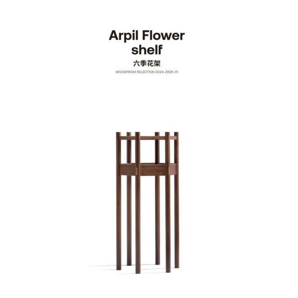 Six Seasons Walnut Plant Stand with Ring Tray, 100 cm in walnut — in a room setting