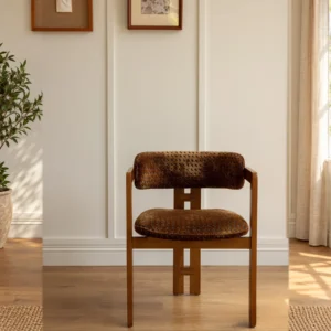 Starlight Red Oak Armchair in Cut-Pile Velvet — front view