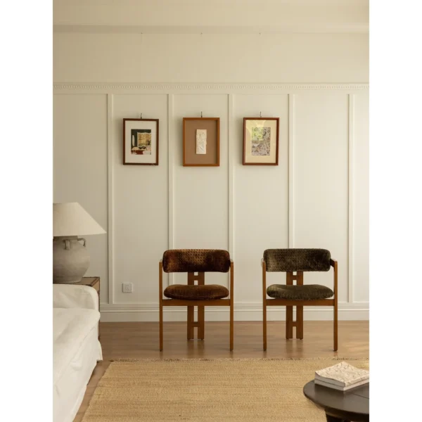 Starlight Red Oak Armchair in Cut-Pile Velvet — in a room setting