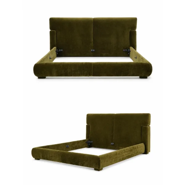 Sloane Olive Velvet Bed in olive — in a room setting
