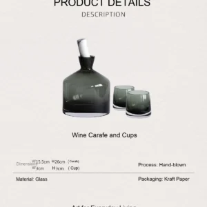 Smoked Green Glass Decanter and Whisky Tumbler Set in olive — dimensions