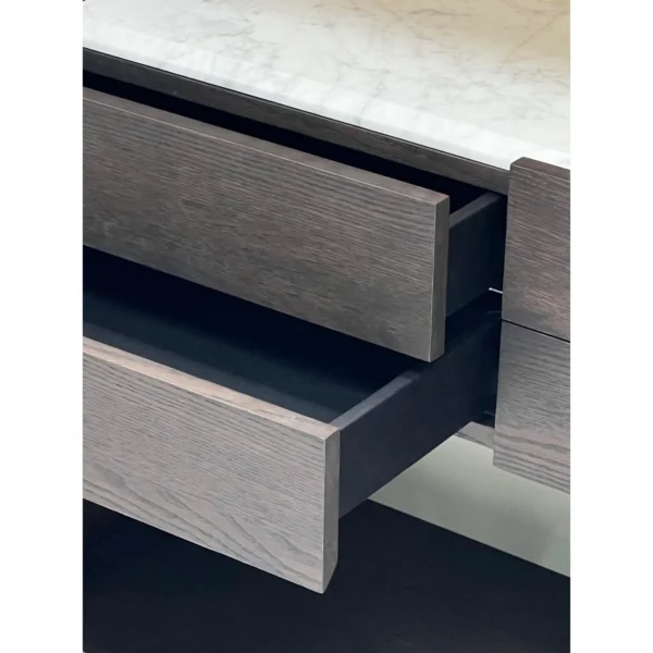 Smoked Oak Display Sideboard in clay — in a room setting