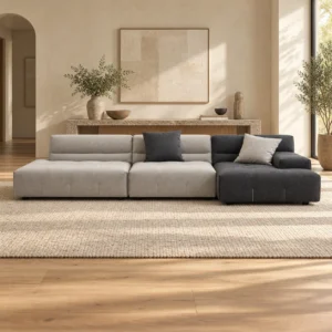 Two-Tone Grey Modular Sofa with Chaise, 344 cm in slate — front view