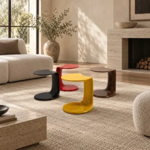 Mocha Wing Cantilever Side Table Set in black — front view