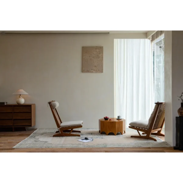 Plain Linen Slipcovered Sofa in oatmeal — in a room setting