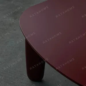 Burgundy Lacquer Dining Table with Rounded Legs in burgundy — detail