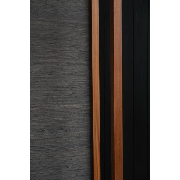 Solid Wood and Cotton-Linen Three-Panel Folding Screen in natural oak — in a room setting