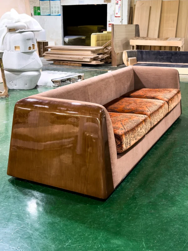 Vintage Pattern Sofa in rose stone — in a room setting
