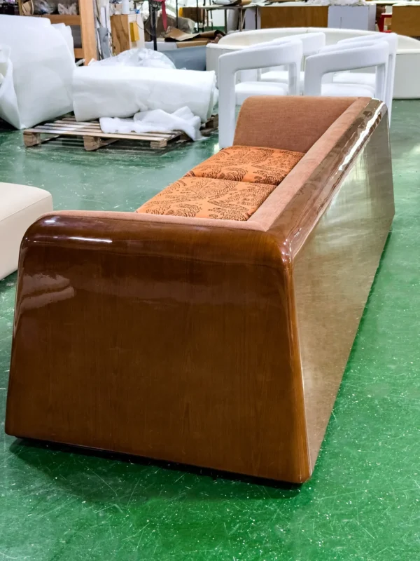 Vintage Pattern Sofa in rose stone — in a room setting