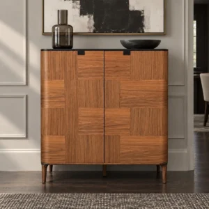 Italian Marquetry Veneer Highboard in clay — front view
