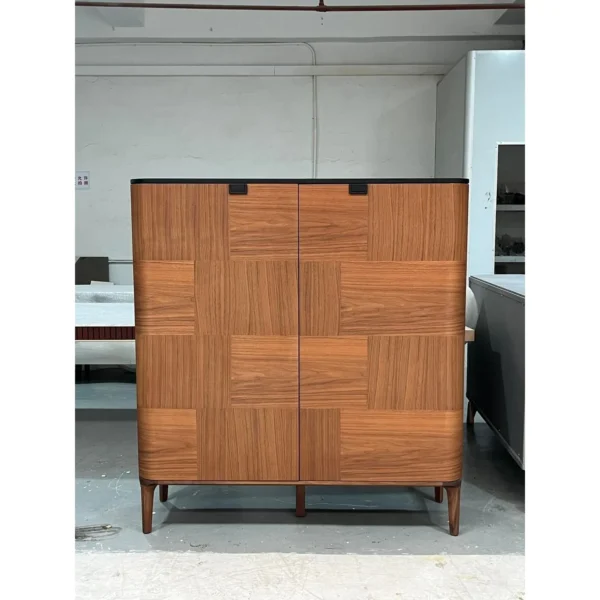 Italian Marquetry Veneer Highboard in clay — in a room setting