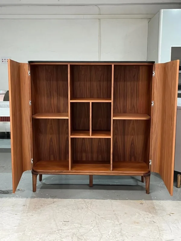 Italian Marquetry Veneer Highboard in clay — in a room setting