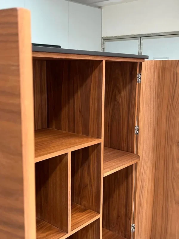 Italian Marquetry Veneer Highboard in clay — detail