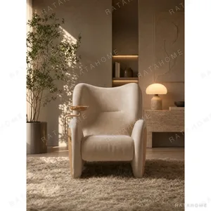 Turin Cigar Lounge Chair in oatmeal — in a room setting