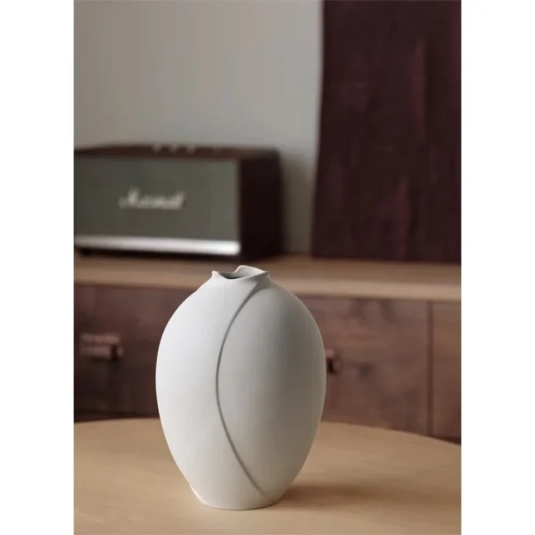 Song Aesthetic White Bloom Ceramic Vase, Medium in ivory — in a room setting