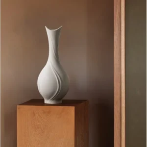 Song Aesthetic White Bloom Ceramic Vase, Medium in ivory — in a room setting