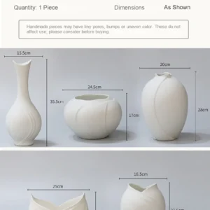 Song Aesthetic White Bloom Ceramic Vase, Medium in ivory — dimensions