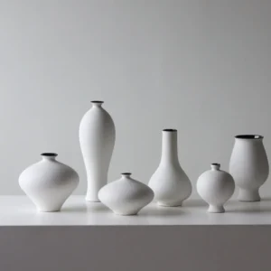Jingdezhen Matte White Song Aesthetic Bud Vases, Large or in ivory — front view