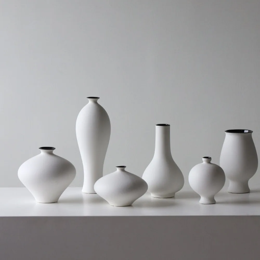 Jingdezhen Matte White Song Aesthetic Bud Vases, Large or in ivory — front view
