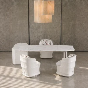 Song Chinese Tea Table Set in marble — front view