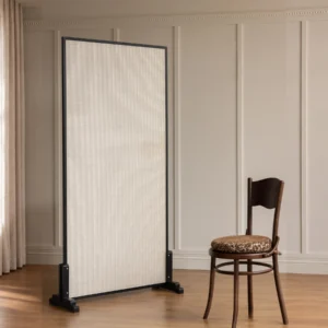 Song-Style Single Panel Screen with Silver-Leaf Finish in oatmeal — front view