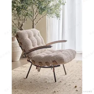 Spine Rib Lounge Chair in Cream Knit with Removable Cushions — in a room setting