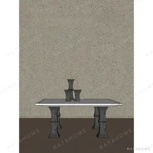 Square Bamboo-Form Coffee Table with Grey Stone Top in slate — in a room setting