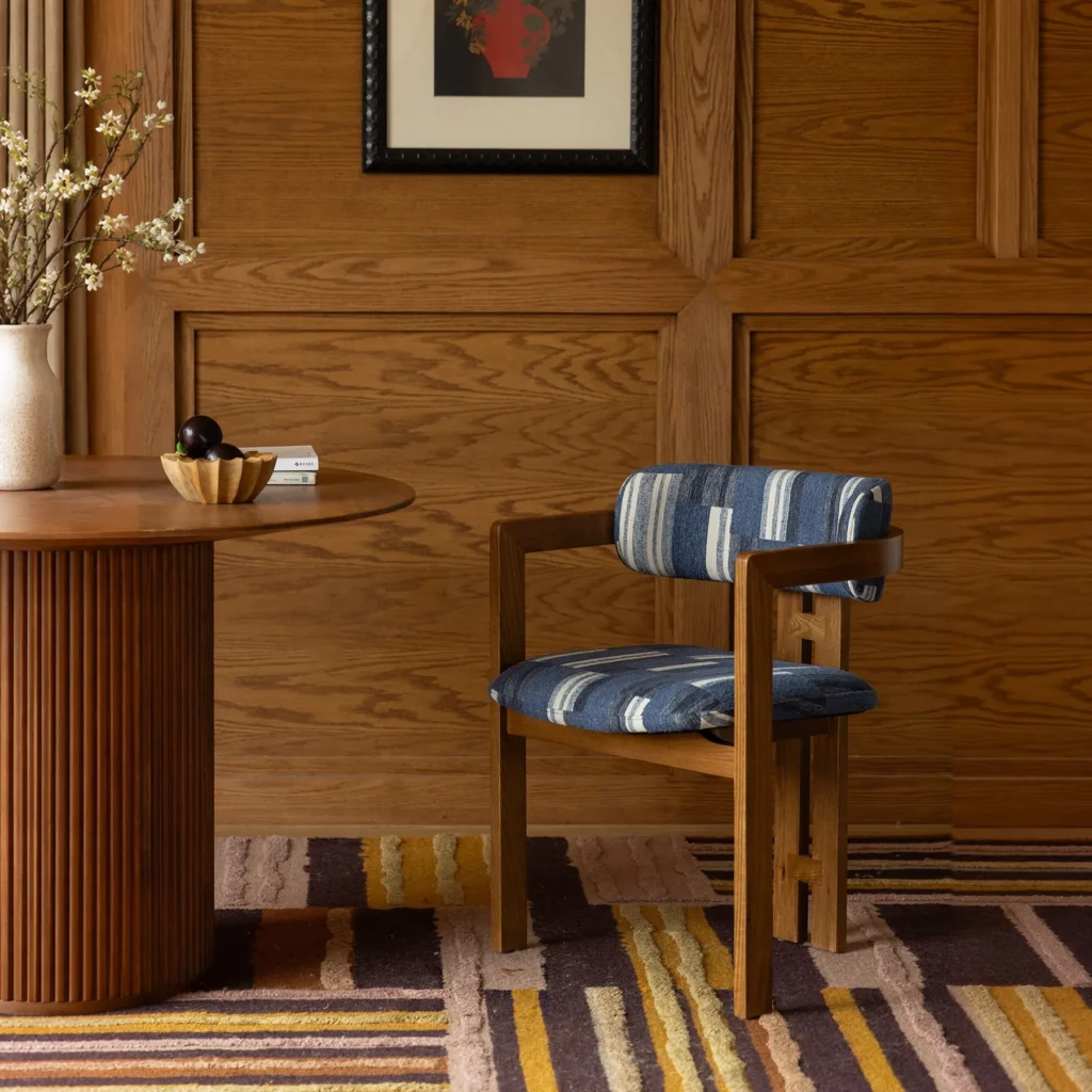 Starry Ash Dining Armchair in natural oak — front view