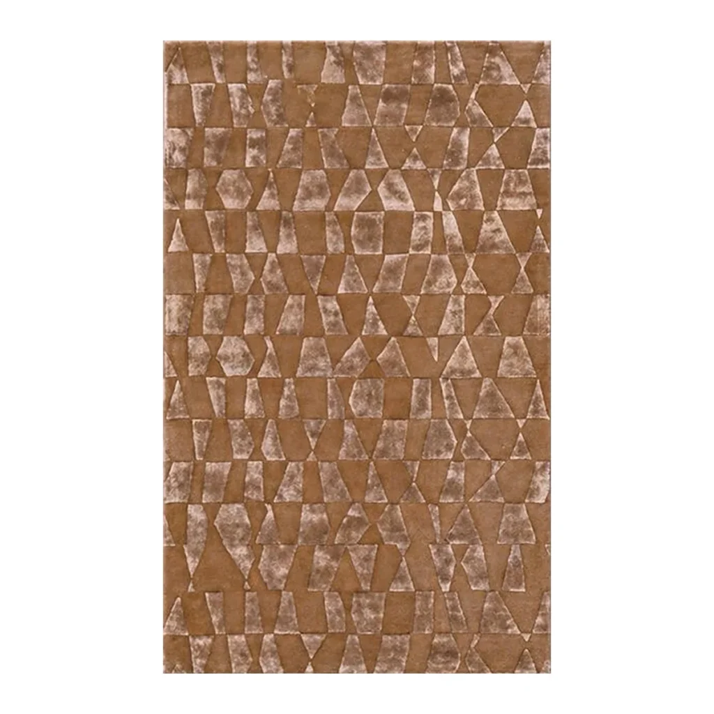 Caramel Geometric Facet Rug in clay — front view
